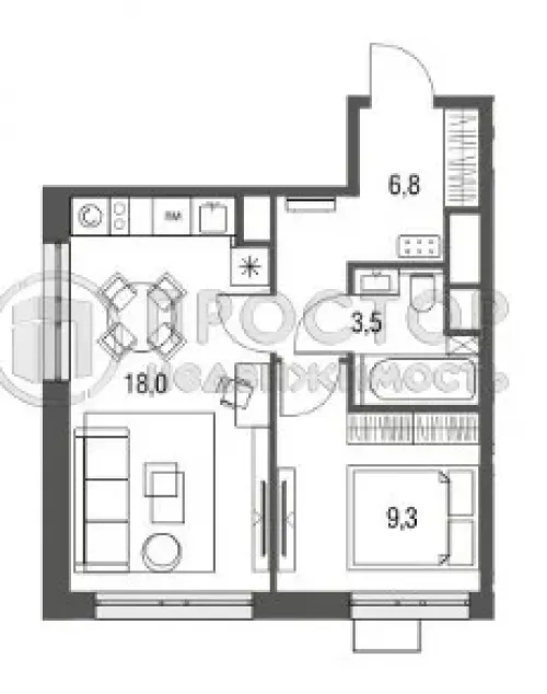 2-комнатная квартира, 37.6 м² - фото 4