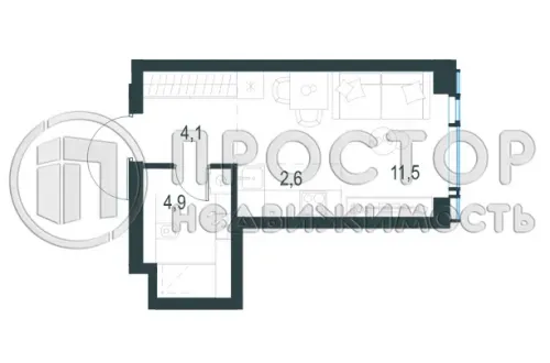 Студия, 23.1 м² - фото 5