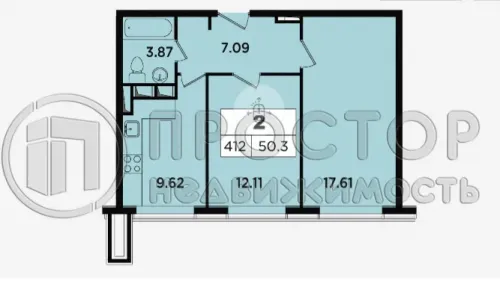 2-комнатная квартира, 50.4 м² - фото 2