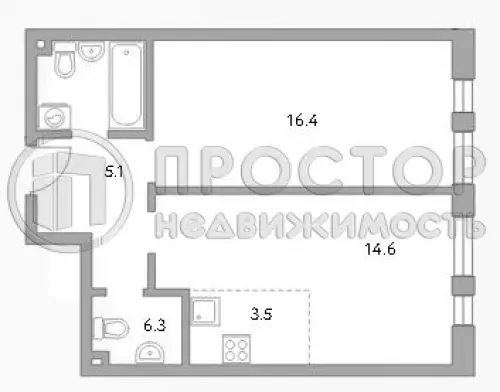 2-комнатная квартира, 45.9 м² - фото 10