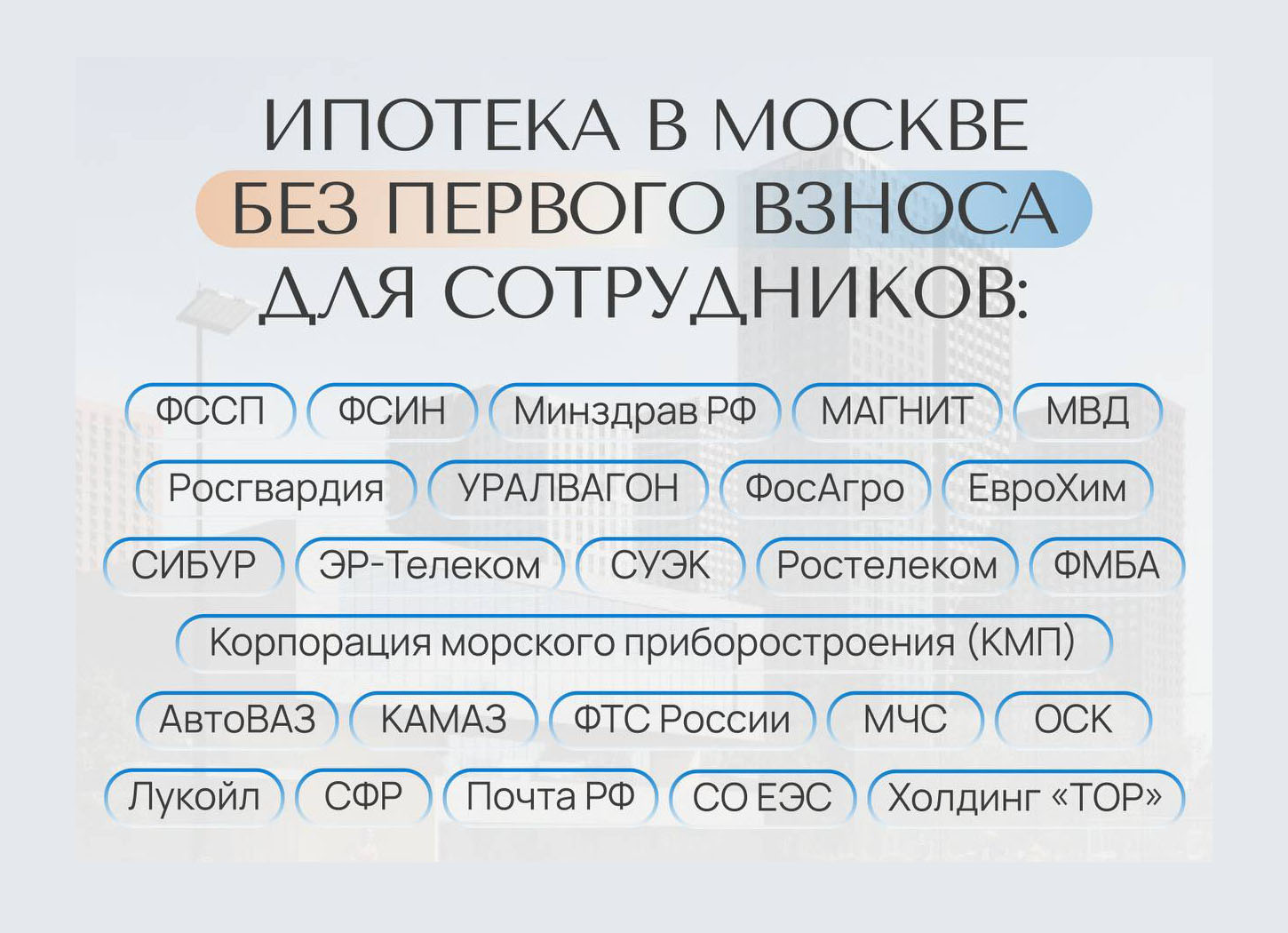 Если работаете в одной из этих компаний — вы можете купить квартиру с первым взносом 0 р.